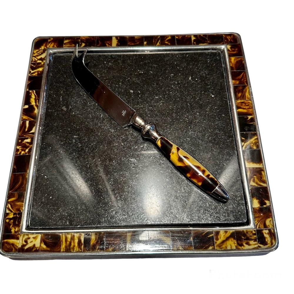 Ralph Lauren Home Faux Tortoise Cheese board with Granite inlay